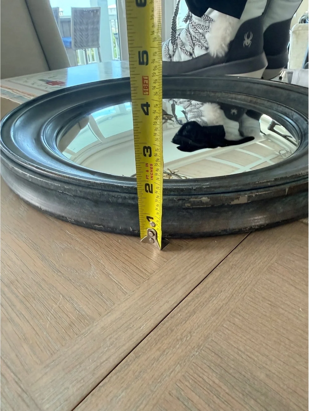 Vintage Round Convex Wall Mirror with Black Frame